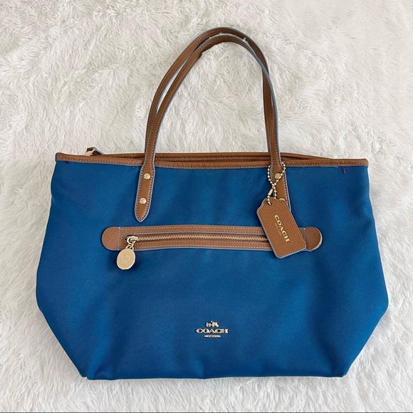 Coach Blue Canvas Shoulder Bag - Picture 1 of 7